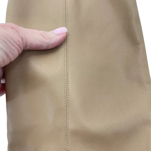 Zara Faux Leather Stretch Pants Large Camel - Picture 12 of 16